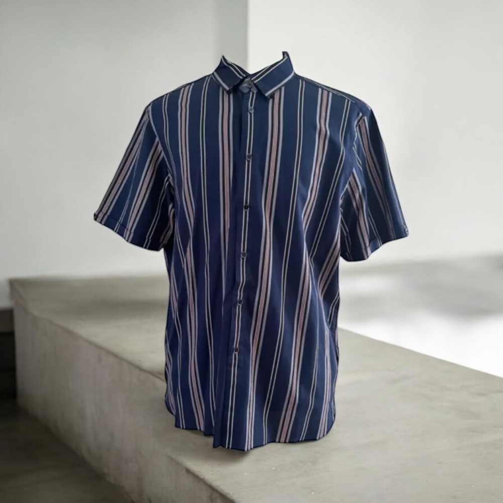 Ted Baker London Men’s Short Sleeves Button Down Shirt Blue Size 7
